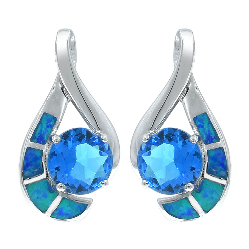 opal earrings with ocean blue stones