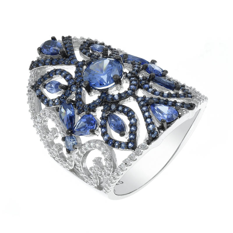 fancy hollow our ring with Tanzanite CZ