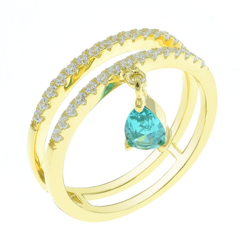 paraiba two lines silver ring for ladies 