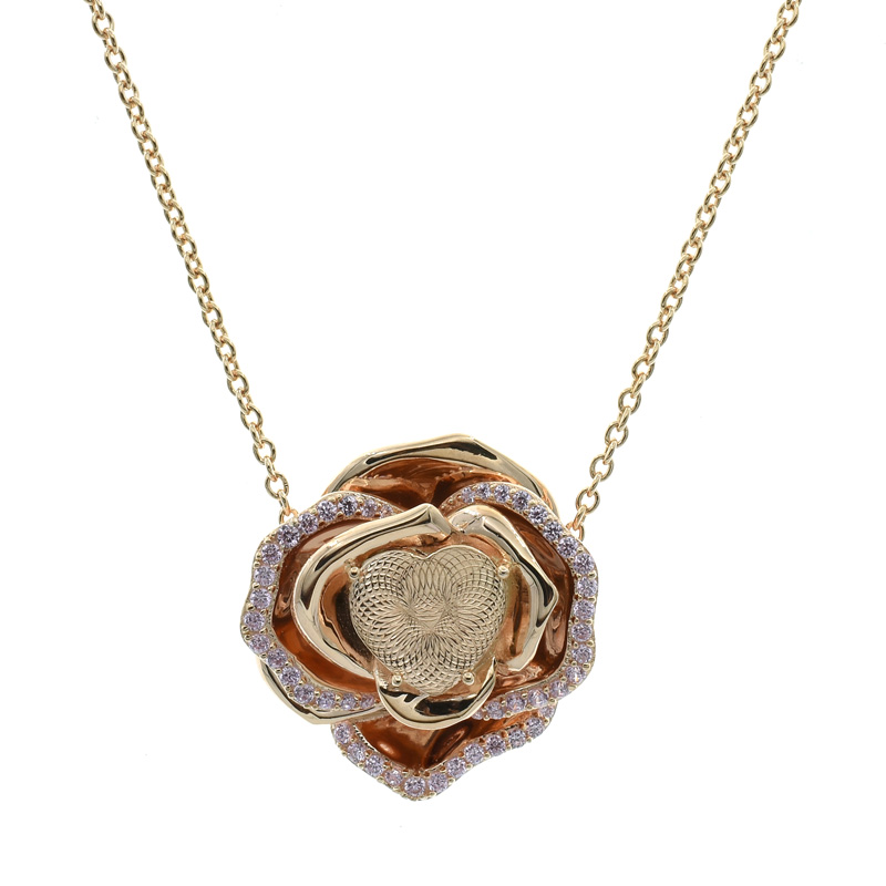 rose gold plated flower necklace for ladies