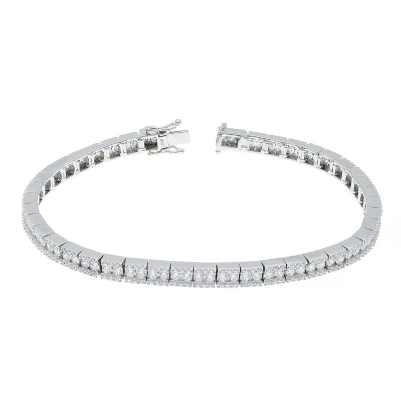 Slim & Simple White CZ Bracelet For Ladies