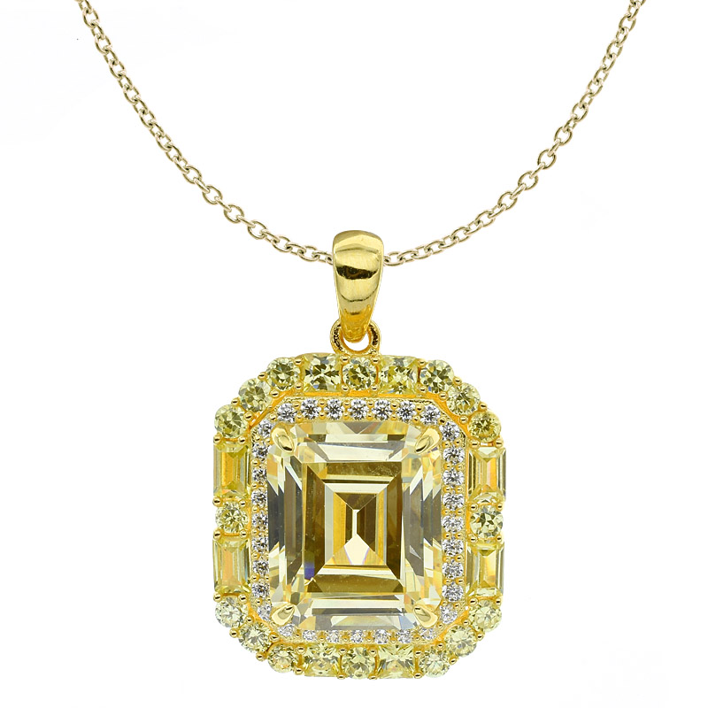 Wholesale Women Diamond Yellow CZ Pendant