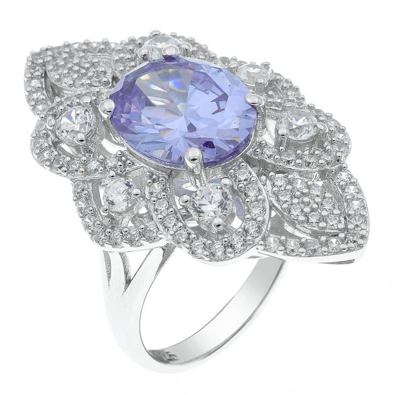 Women Filigree Ring With Lavender CZ