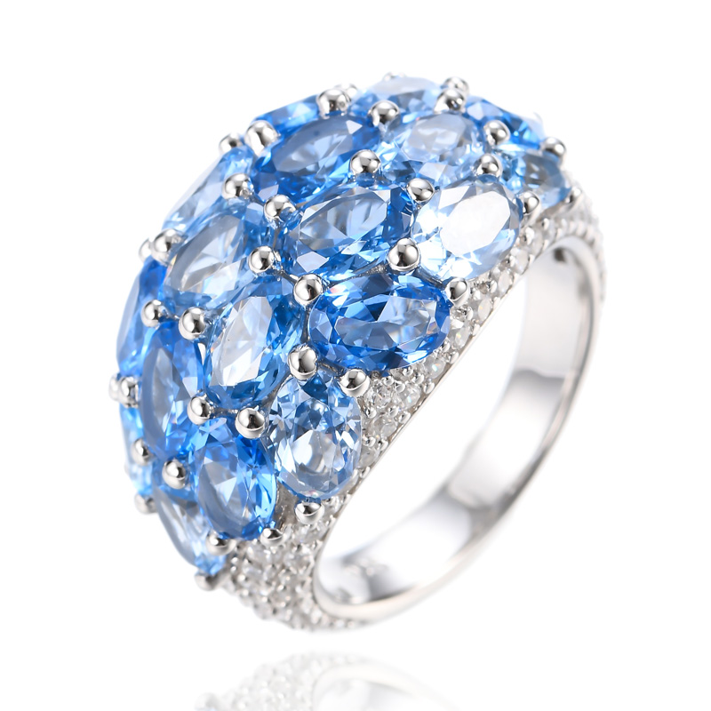 atacado anel de prata espinélio azul