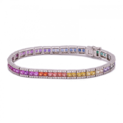 Bracelete da cor do arco-íris da prata 925 esterlina