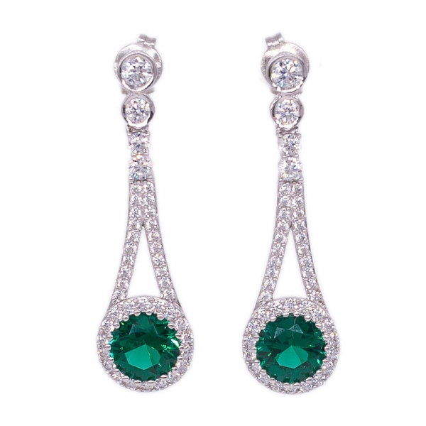 Anel de prata clássico, brincos e colar de jóias com nano verde 
