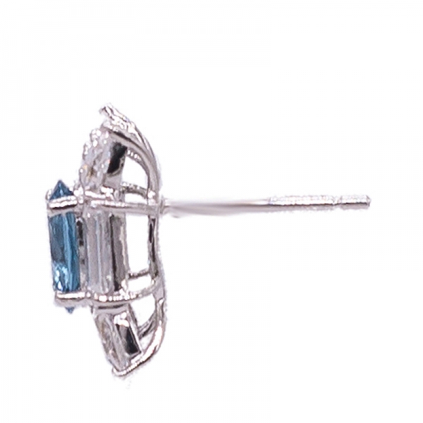 brincos do parafuso prisioneiro do nano do diamante azul em 925 prata esterlina 