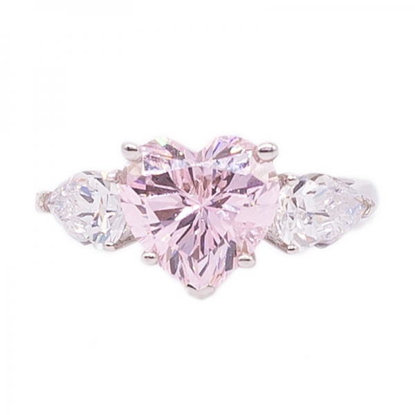 diamante de prata rosa coração forma anel jóias 