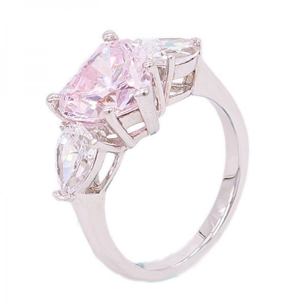 diamante de prata rosa coração forma anel jóias 