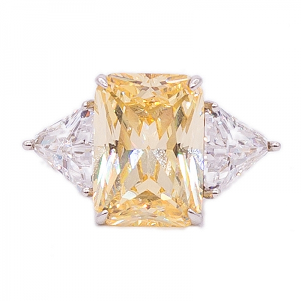 925 anel de noivado de diamante amarelo para as mulheres 