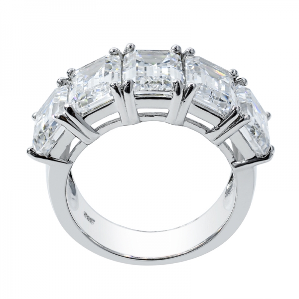 corte de esmeralda extravagante branco & tanzanite cz anel em prata esterlina 925 
