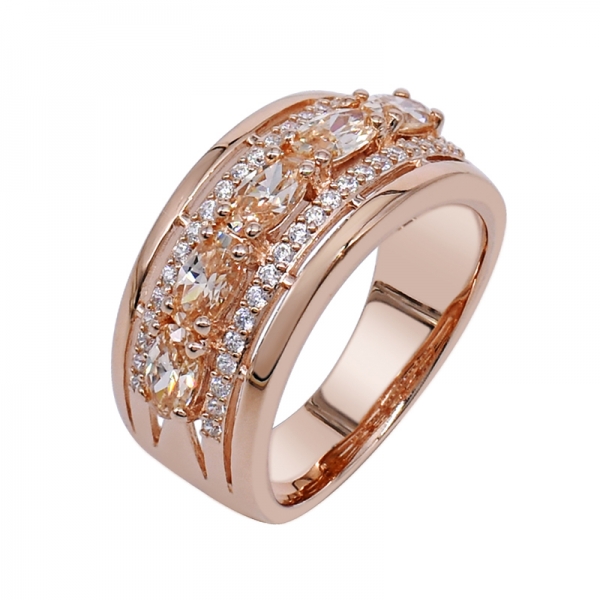 rosa banhado a ouro oval forma morganite anel de pêssego 925 
