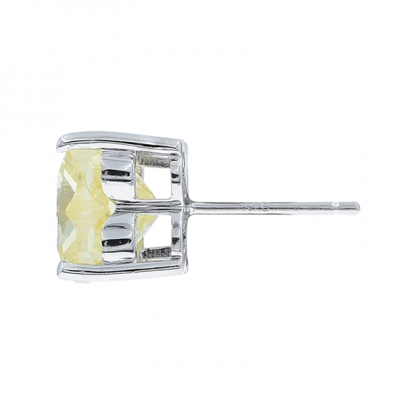 Brincos de prata 925 com diamante amarelo trevo de quatro folhas corte cz 