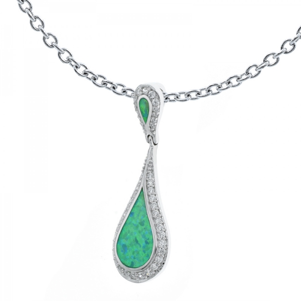 925 jóias de prata opala pingente de laboratório verde 