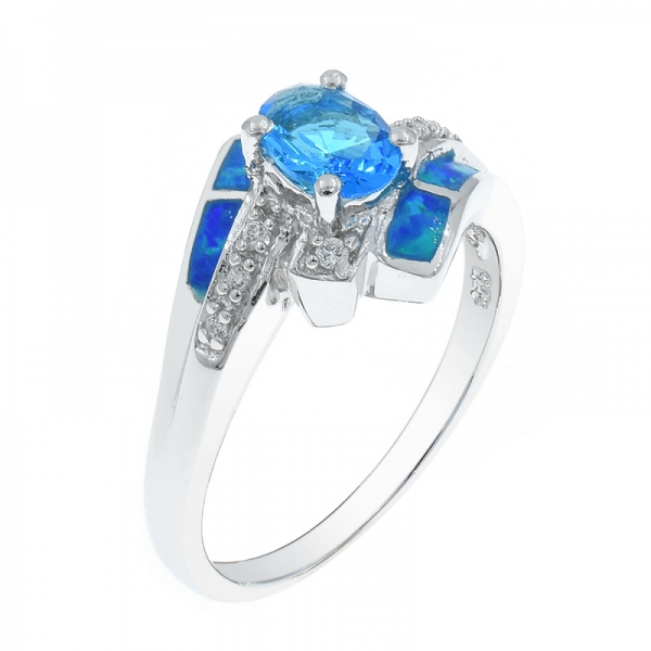 925 anel de opala de senhoras cativantes com pedras azuis de ocen 