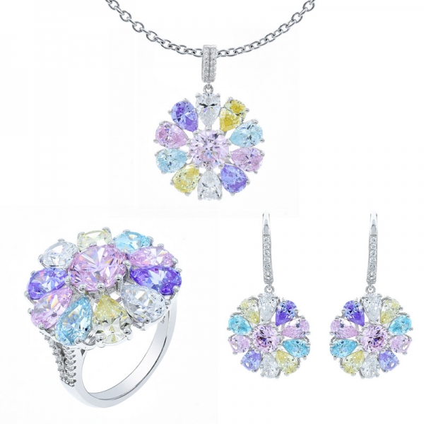 linda jóia floral multicolor definida em prata esterlina 925 