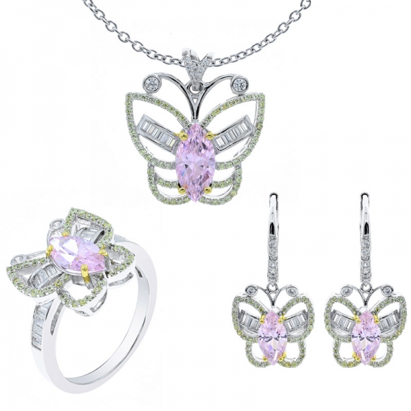 conjunto de jóias maravilhoso senhoras borboleta prata 