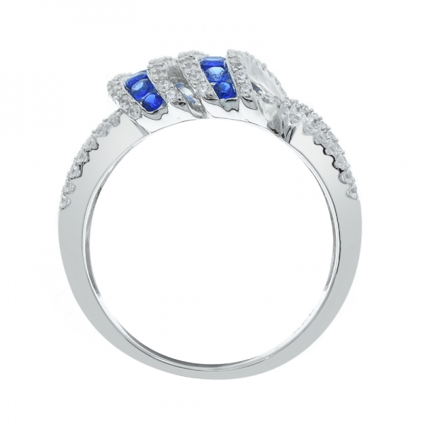 925 anel de prata intrincado com esplêndido nano azul e branco cz 