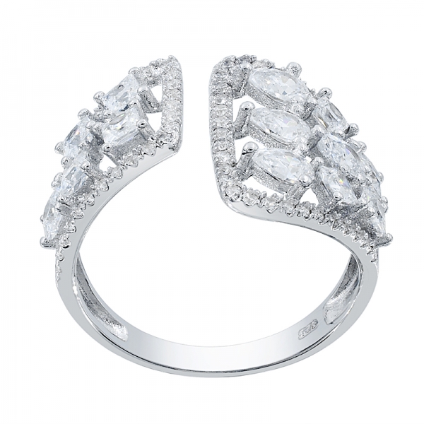 graciosa 925 cz anel de prata branco para senhoras 