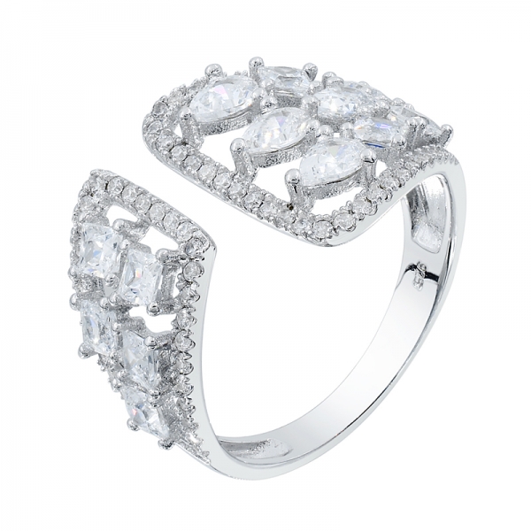 graciosa 925 cz anel de prata branco para senhoras 