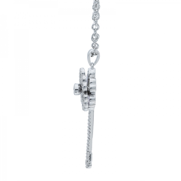 pingente de chave de fiação floral em prata esterlina 925 