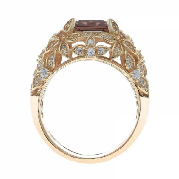 prata clássico esmeralda corte morganite anel nano 