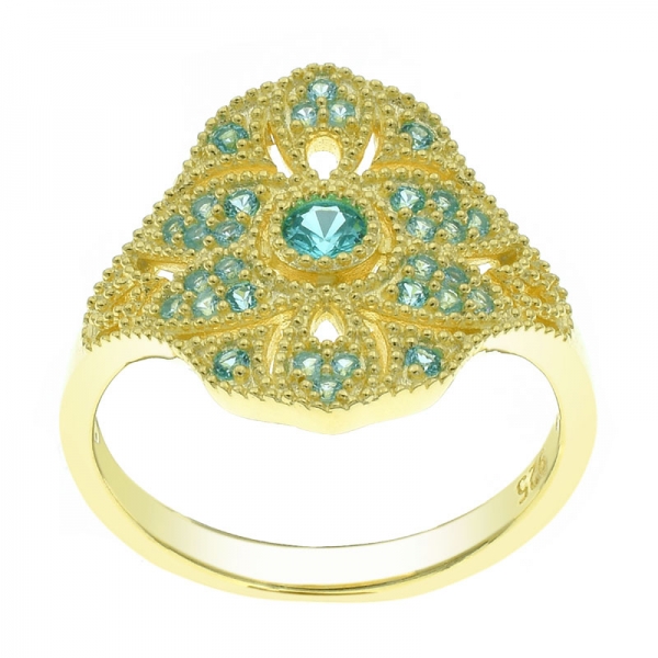 anel de prata banhado a ouro precioso para mulheres 