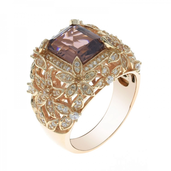 prata clássico esmeralda corte morganite anel nano 