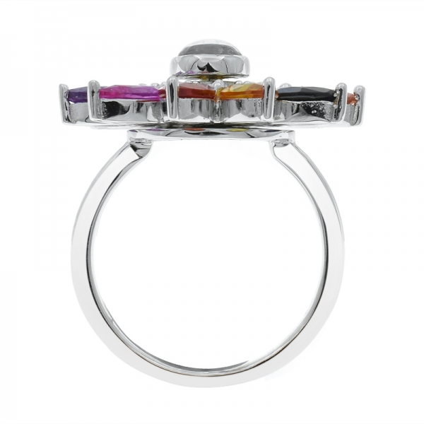 925 anel de prata girassol multicolor fantasia 