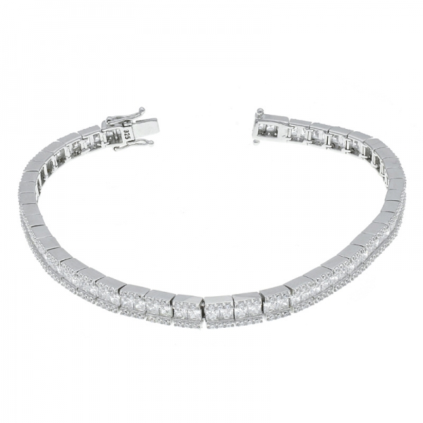 925 prata esterlina bracelete cz branco discreto 