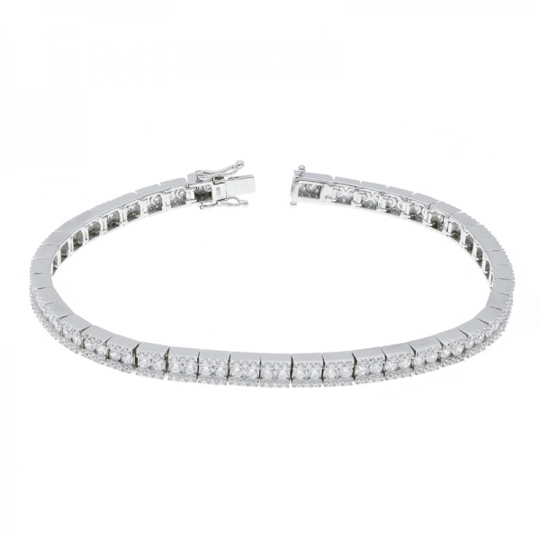 Bracelete 925 prata esterlina slim & simple cz 