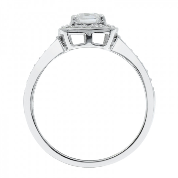 925 sterling silver halo quadrado cz anel 