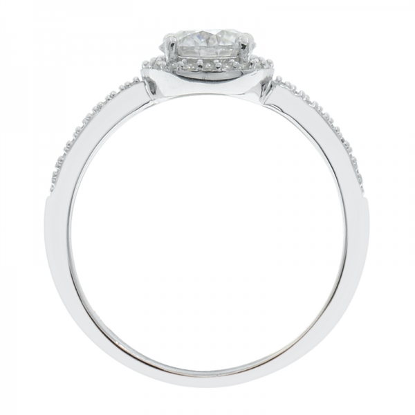 925 sterling silver solitaire halo anel de forma redonda 