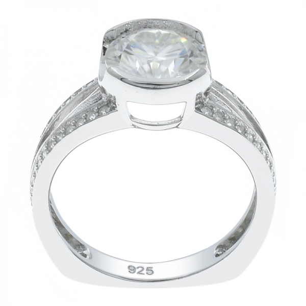 925 prata solitário fabuloso anel cz branco 