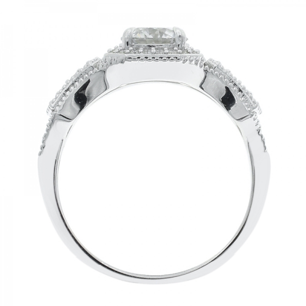 925 sterling silver deslumbrante halo branco cz anel 