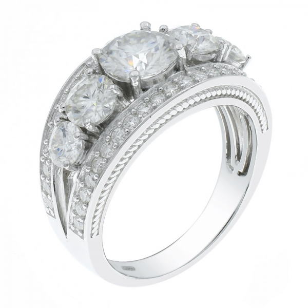 925 prata esterlina fascinante cz anel branco 