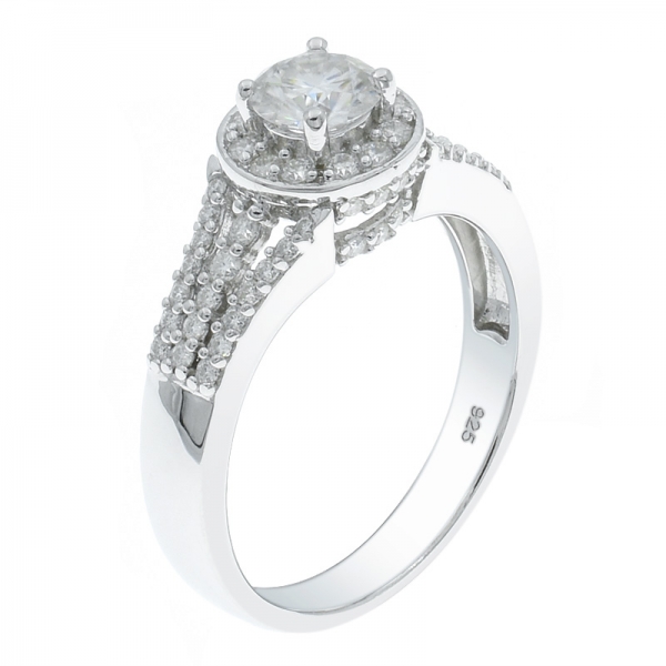 925 prata cintilante branco cz mulheres anel 