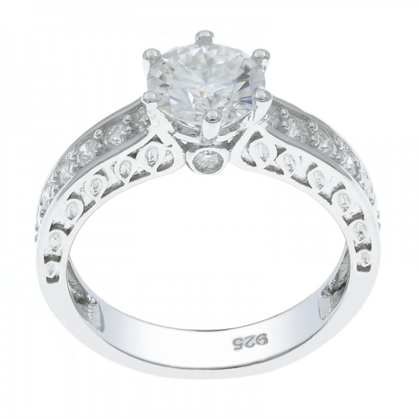 925 prata moda elegante branco cz anel 