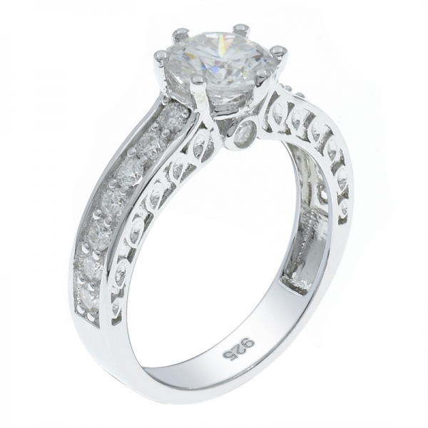 925 prata moda elegante branco cz anel 