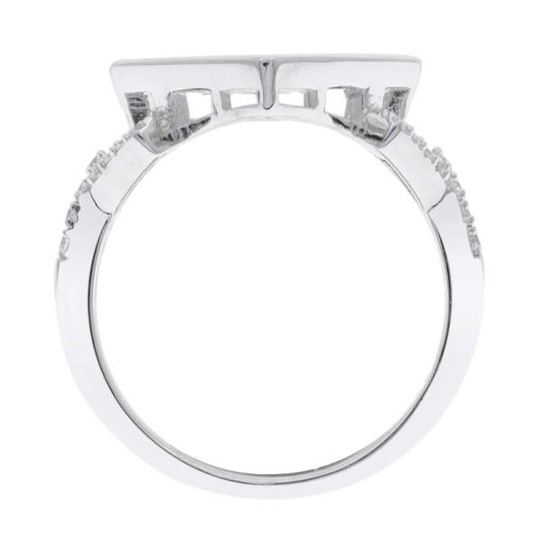 elegante anel de forma quadrada de prata 925 