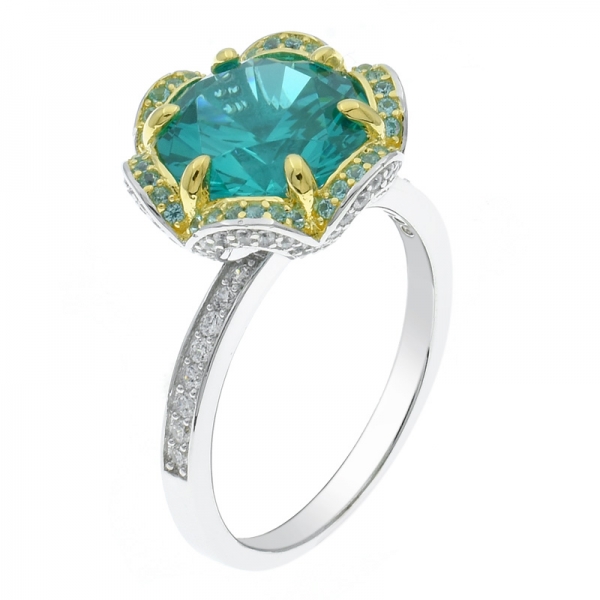 925 prata esterlina anel de paraiba floral ornamentado 