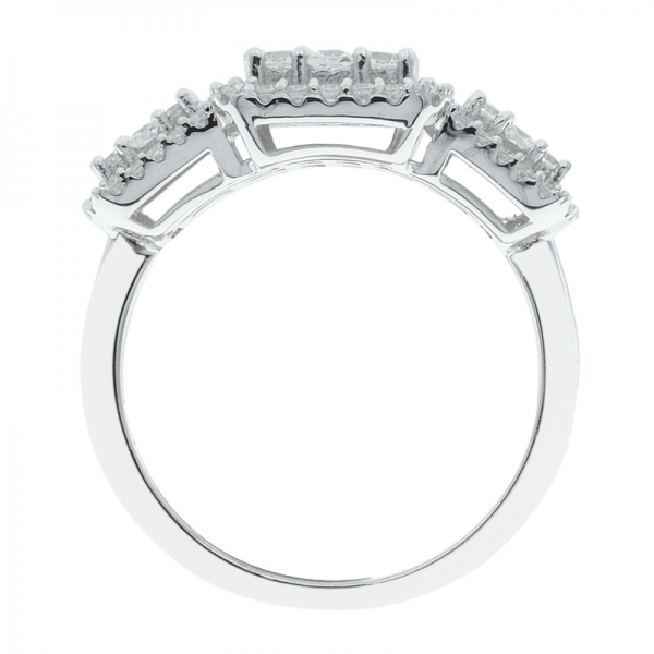 925 anel de prata esterlina ajuste do canal do vintage cz branco 