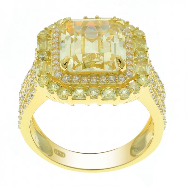 pródigo 925 prata diamante amarelo cz mulheres anel 