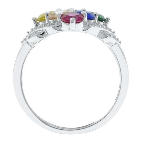 forma doce 925 prata esterlina laides anel do arco-íris 
