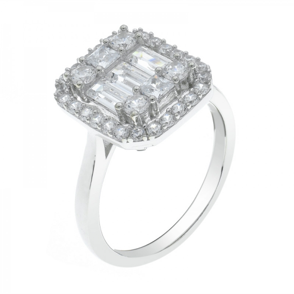 mulheres extravagantes 925 halo anel de prata com cz branco 