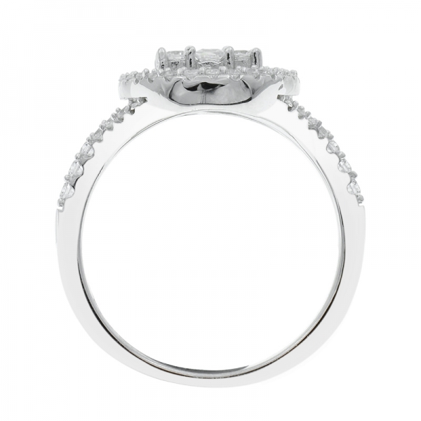 Anel de halo de prata esterlina 925 com cz branco brilhante 
