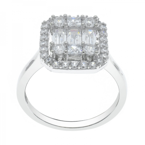 mulheres extravagantes 925 halo anel de prata com cz branco 