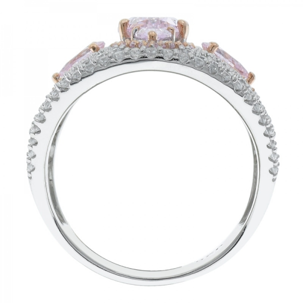 925 prata esterlina filigrana diamante rosa cz anel 
