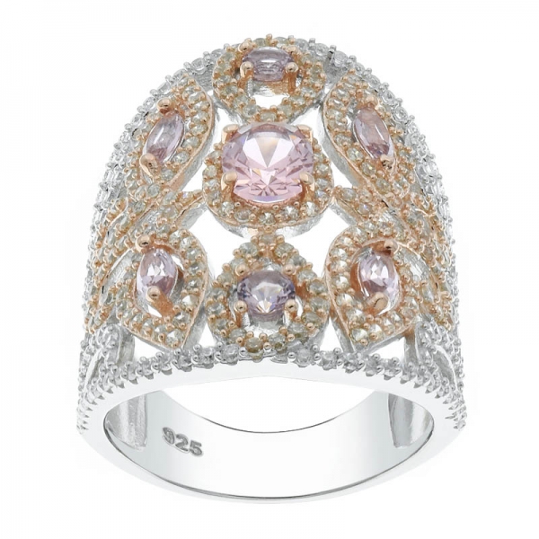 Prata 925 rosa banhado a ouro filangrana anel morganite nano 