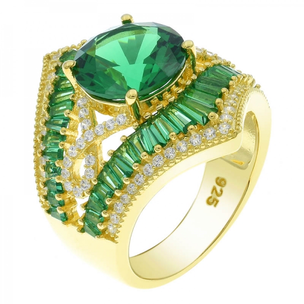 Atacado 925 prata esterlina anel de jóias nano verde 